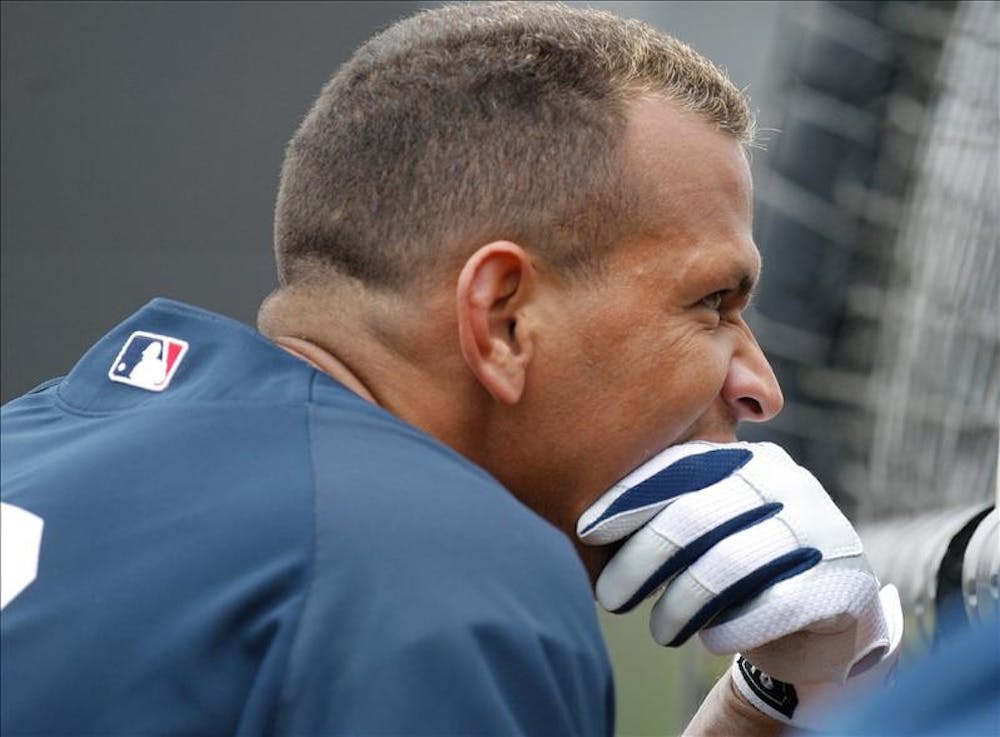  This Feb. 20, 2008 file photo shows New York Yankees' Alex Rodriguez watching batting practice during spring training baseball workouts in Tampa, Fla. How A-Rod responds to a report that he tested positive for steroids in 2003 will likely frame his pursuit of the career home run record and could define his playing days in the view of fans and Hall of Fame voters.