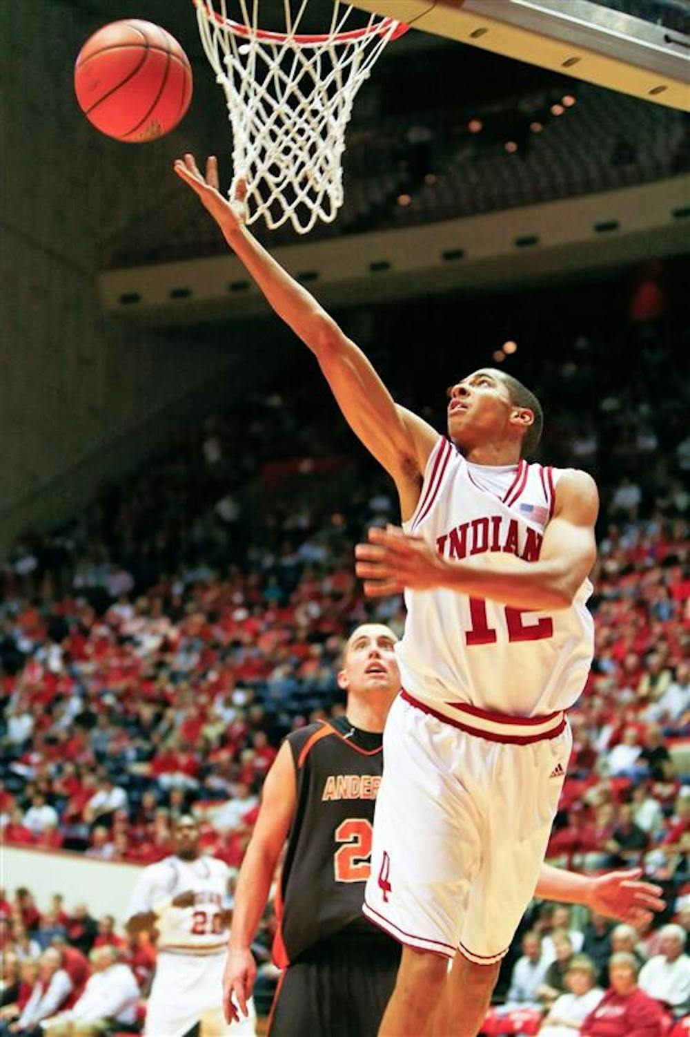 Freshman guard Verdell Jones goes in for a layup during IU's 103-71 win over Division III Anderson on Friday at Assembly Hall. Jones had 18 points in the win.