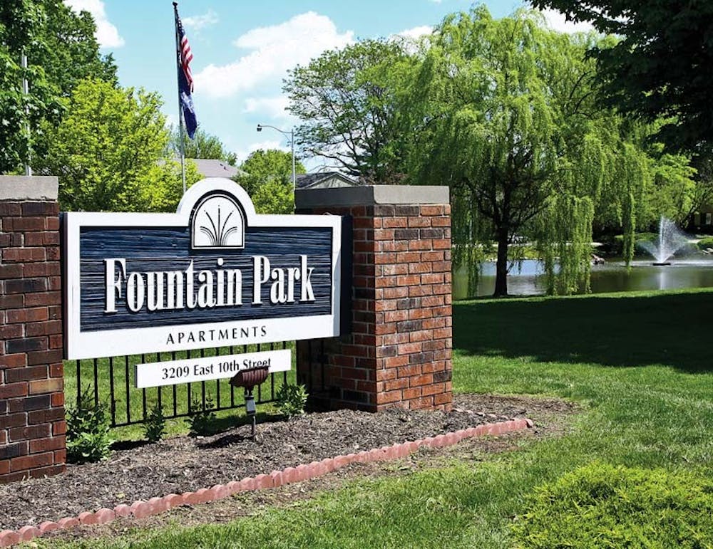 Fountain Park Apartments, 3209 E. 10th St., is located off campus and provides 24-hour gyms and tanning beds for residents.