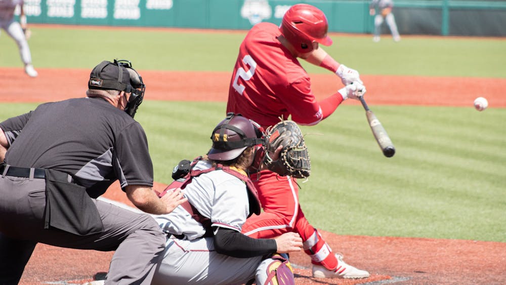 Then-junior infielder Cole Barr bats against Minnesota on April 25, 2021. Indiana will play University of Miami on Feb. 22, 2022, in Oxford, Ohio.