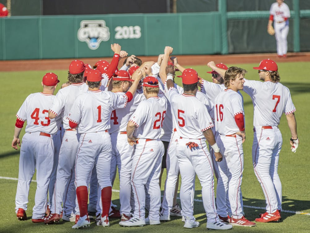 IU baseball huddles up prior to ﻿its home opener against Miami University on March 1, 2022, at Bart Kaufman Field. Indiana lost in the first round of the Big Ten Tournament on Thursday. 