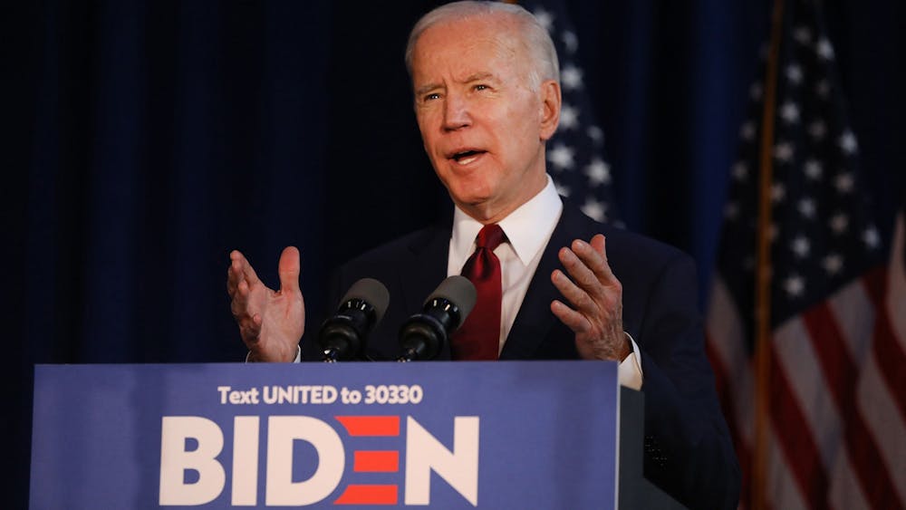 Democratic presidential candidate and former Vice President, Joe Biden speaks Jan. 7 in New York. President Donald Trump&#x27;s top national security official stated they wereconcerned that Russia may be trying to undermine Biden’s campaign. 