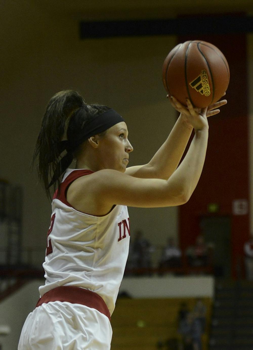 Sophomore guard Jess Walter shoots a three during the game against Illinois on Wednesday at Assembly Hall.