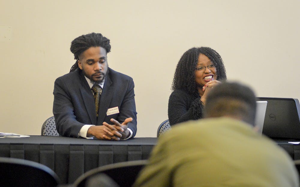 Alumni discuss the biggest challenges they've faced in the workplace and answer questions from students and staff during the Black Excellence Alumni Panel Wednesday evening in the Neal-Marshall Black Culture Center.

