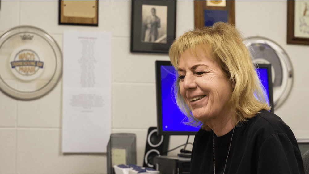 Janis Stockhouse talks in her office Wednesday, May 23, about her time as one of Bloomington High School North's band directors.&nbsp;