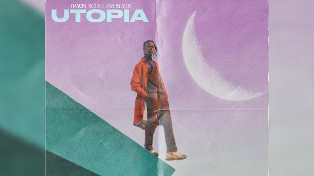 The album cover for Travis Scott&#x27;s &quot;Utopia&quot; is seen. Scott released his fourth studio album, &quot;Utopia,&quot; July 28, 2023.
