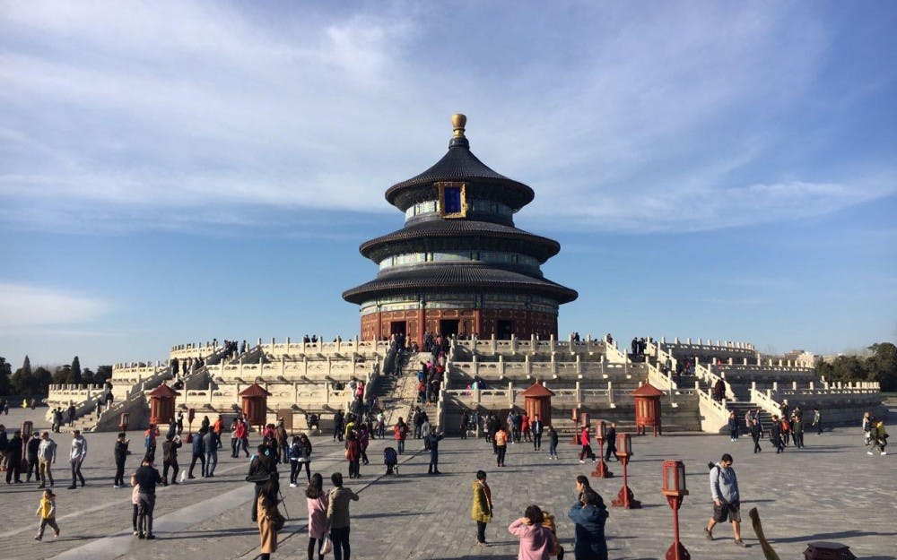 The Circular Mound Altar was one of the many locations students in&nbsp;Media and Culture in China visited during their spring break trip to Beijing. In the center of the altar is the Heart of Heaven, a round stone that provided emperors with a platform to talk to the gods.