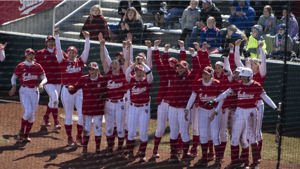 The IU softball team awaits then sophomore, now junior Grayson Radcliffe on March 17, 2019, after she hits a grand slam against Saint Francis University. IU softball incoming freshman catcher Grace Lorsung recorded a .485 career batting average with 114 RBI, 121 runs scored and 25 home runs in three seasons for Cathedral High School in Indianapolis.