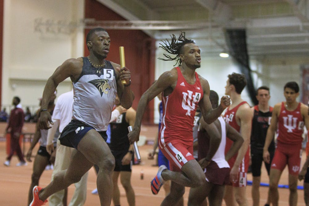 <p>Junior sprinter Micah Camble competes﻿ Feb. 11, 2022, at Gladstein Fieldhouse. Camble was a member of one of Indiana’s two relay teams to win first place in their respective races over the weekend.</p>
