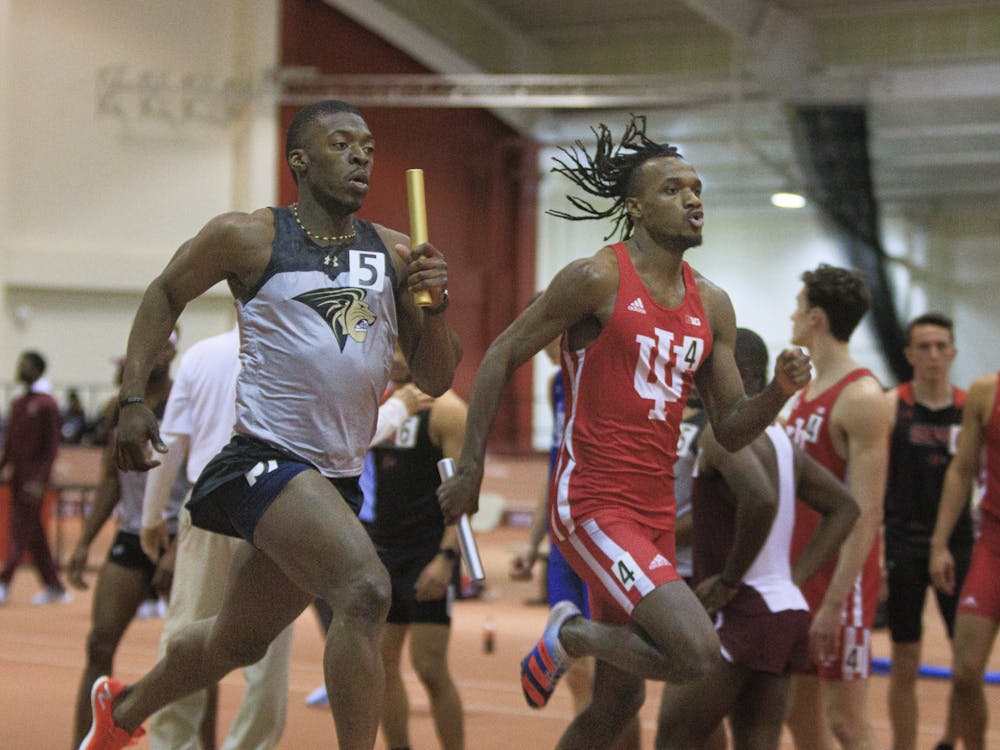 Junior sprinter Micah Camble competes﻿ Feb. 11, 2022, at Gladstein Fieldhouse. Camble was a member of one of Indiana’s two relay teams to win first place in their respective races over the weekend.