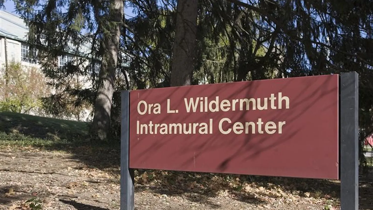 A sign for the Ora. L. Wildermuth Intramural Center is seen Wednesday afternoon along Seventh Street. The All University Committee on Names announced Tuesday that a decision had been reached regarding the future name of the building.