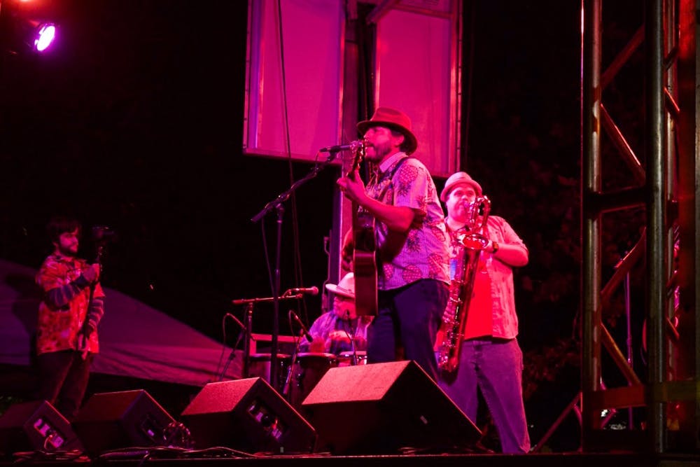 <p>Latin fusion group Matixando performs Sept. 22, 2022, at Dunn Meadow as part of the 29th Annual Lotus World Music and Art Festival. The festival opened with &quot;Lotus in the Meadow&quot; on Thursday night.</p>