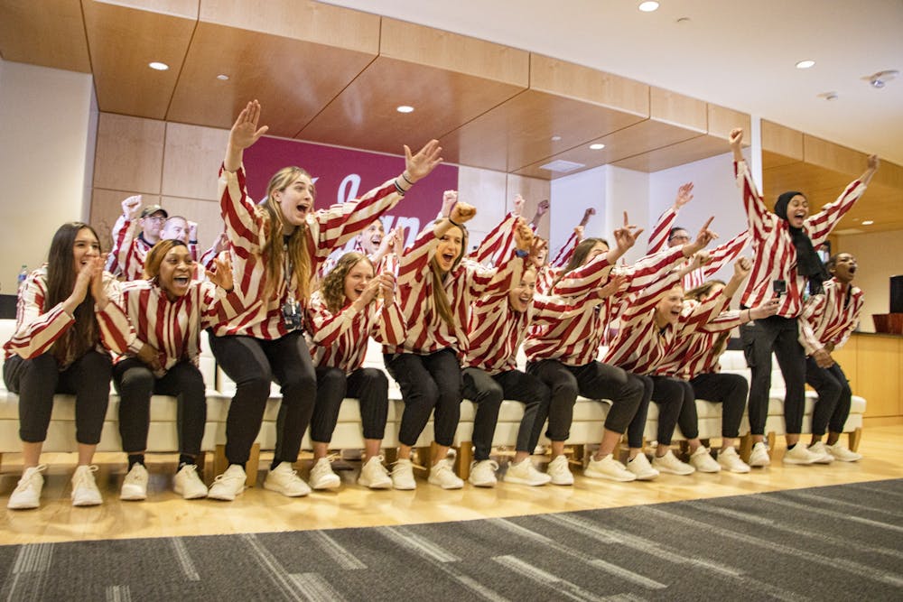 <p>The Indiana women&#x27;s basketball team celebrates getting announced as the No. 3 seed on Selection Sunday on March 13, 2022, at Simon Skjodt Assembly Hall. Indiana will host Charlotte on Saturday.</p>