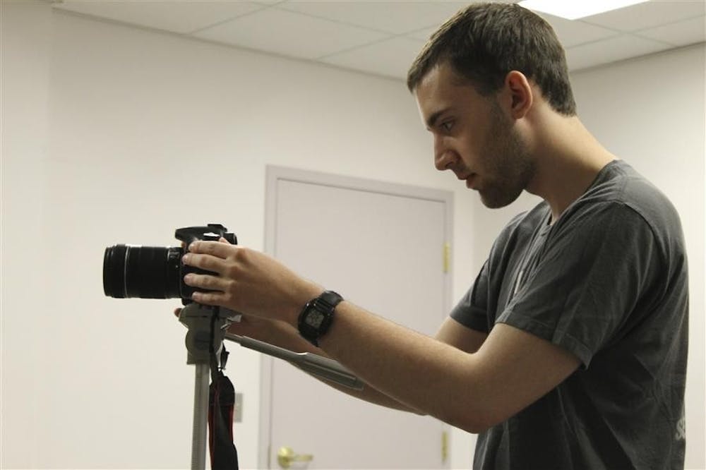 IU freshman Ben NIchols films during a rehearsal for his upcoming movie, "Just Call Me Jack." 
