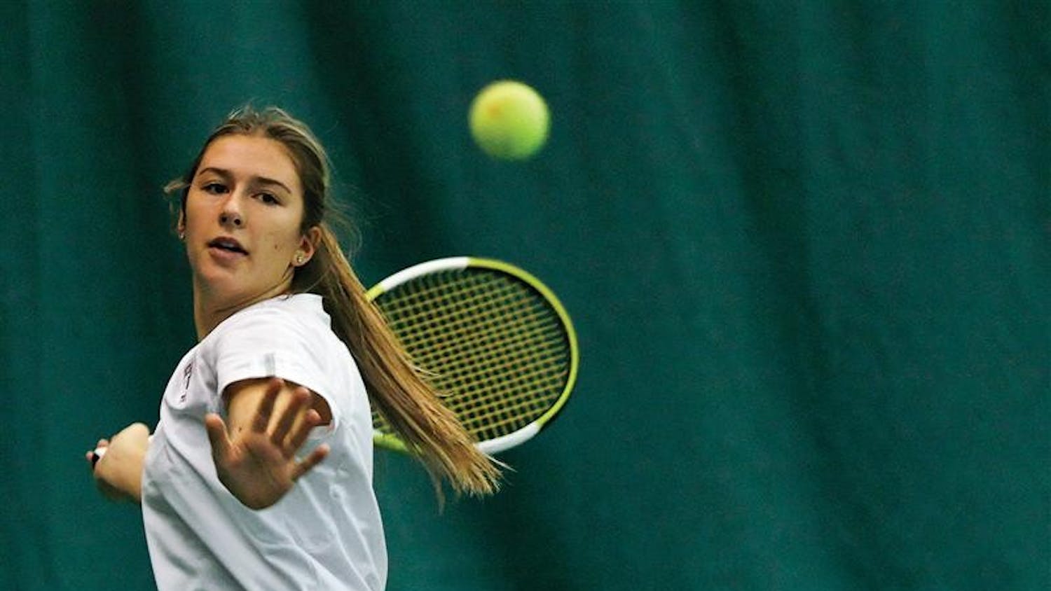 Sophomore Katya Zapadalova hits a shot. The Russian native was named Big Ten Player of the Week.