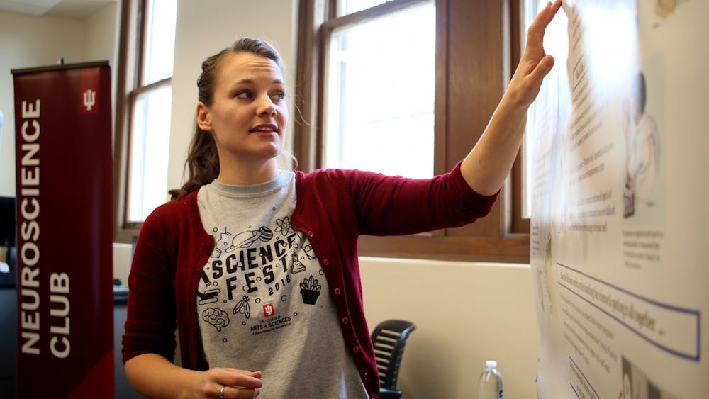 Psychology professor Kendra Bunner teaches students at the Science Fest on Oct. 27, 2018. IU spokesperson Chuck Carney said effective planning and budget management allowed the university to avoid laying off faculty and staff.