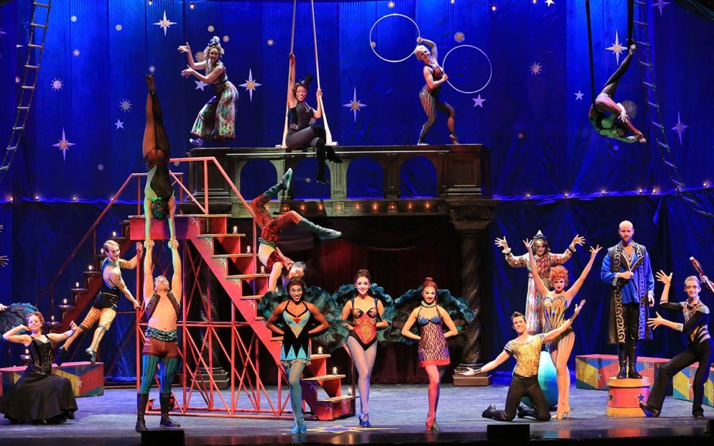 The colorful Broadway musical "Pippin" will be staged April 12 and 13 at the IU Auditorium.
