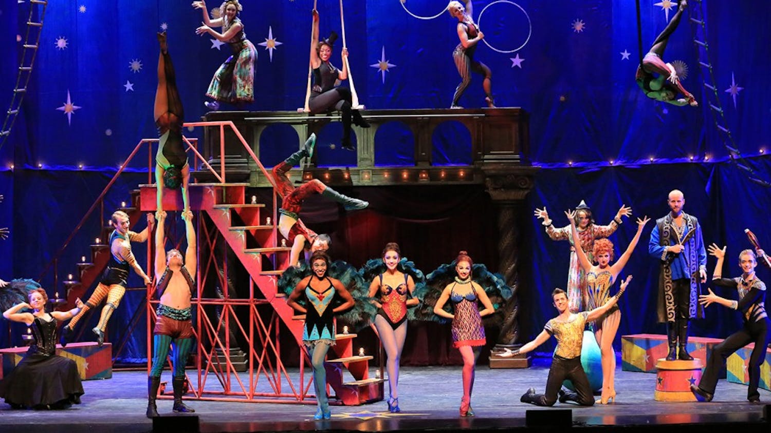 The colorful Broadway musical "Pippin" will be staged April 12 and 13 at the IU Auditorium.