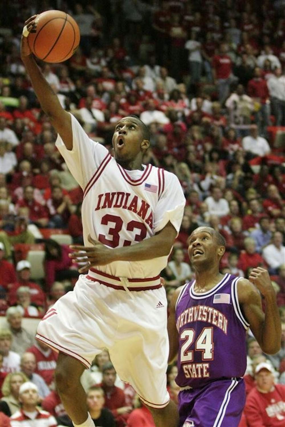 IU junior guard Devan Dumes puts up a shot during IU's 83-65 win over Northwestern State on Saturday night at Assembly Hall. Dumes led the Hoosiers with 21 points.