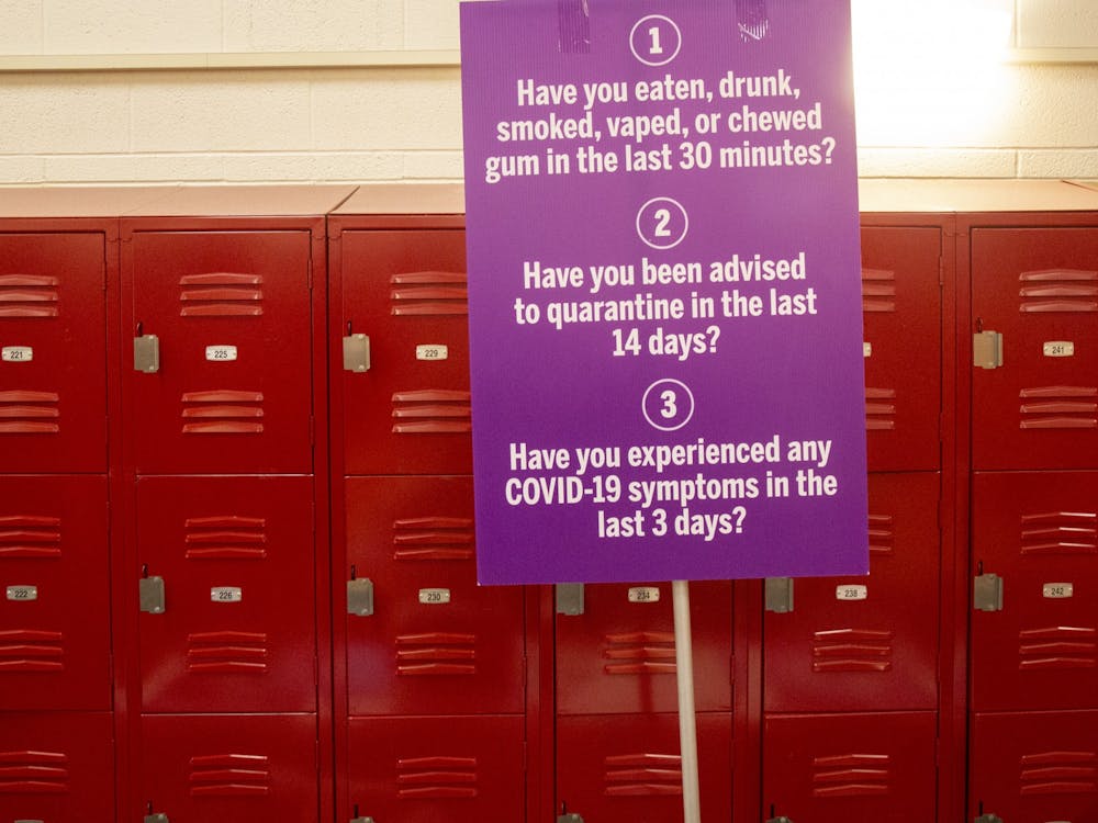 A COVID-19 testing site is pictured March 11, 2022, in the gym at the School of Public Health. IU-Bloomington reported 14 new positive COVID-19 cases among students, faculty and staff from March 31 to April 6.