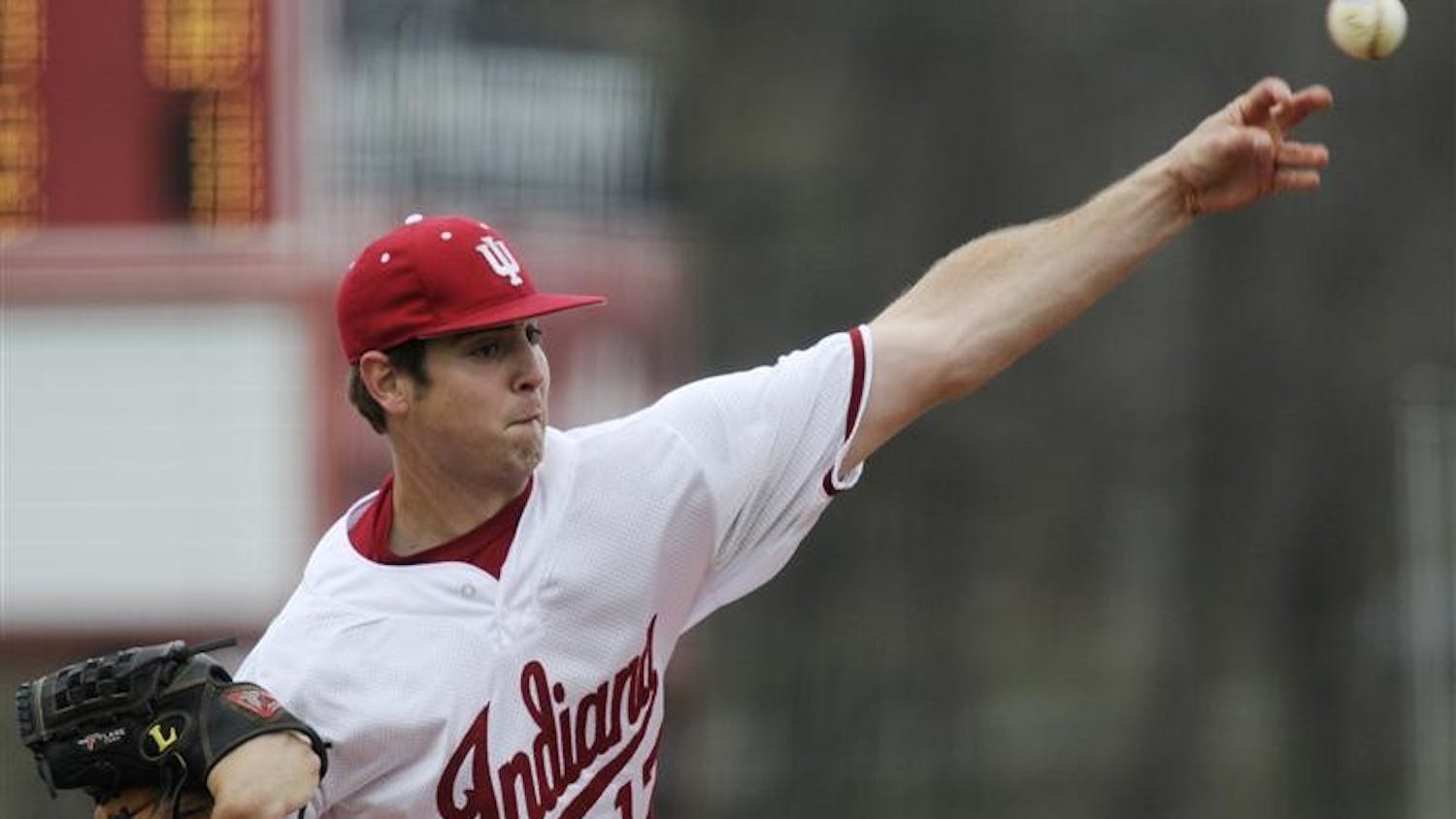 IU freshman pitcher Blake Monar throws to a Minnesota batter during a game Friday afternoon at Sembower Field. IU lost 12-5, dropping Monar's record as a starter to 2-2.