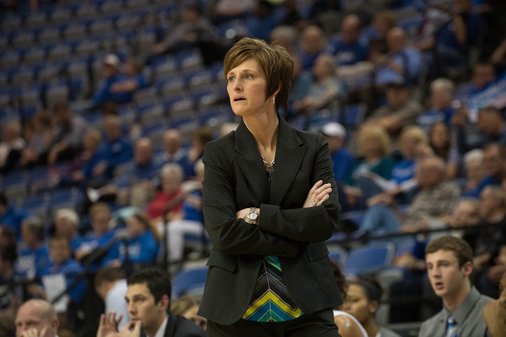 Then Indiana State Coach Teri Moren during a game against IU. Moren is the new IU Women's Basketball coach.