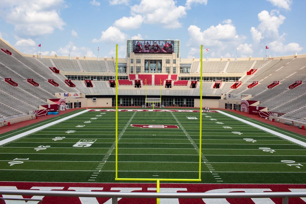 <p>The field of Memorial Stadium is seen from the stands behind a goalpost. Freshman quarterback Tayven Jackson announced on Saturday via Twitter that he has committed to Indiana.</p>