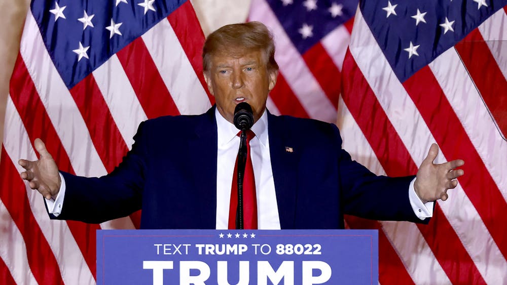 Former U.S. President Donald Trump speaks Nov. 15, 2022 at the Mar-a-Lago Club in Palm Beach, Florida. Trump said he will have a third White House run Tuesday. 
