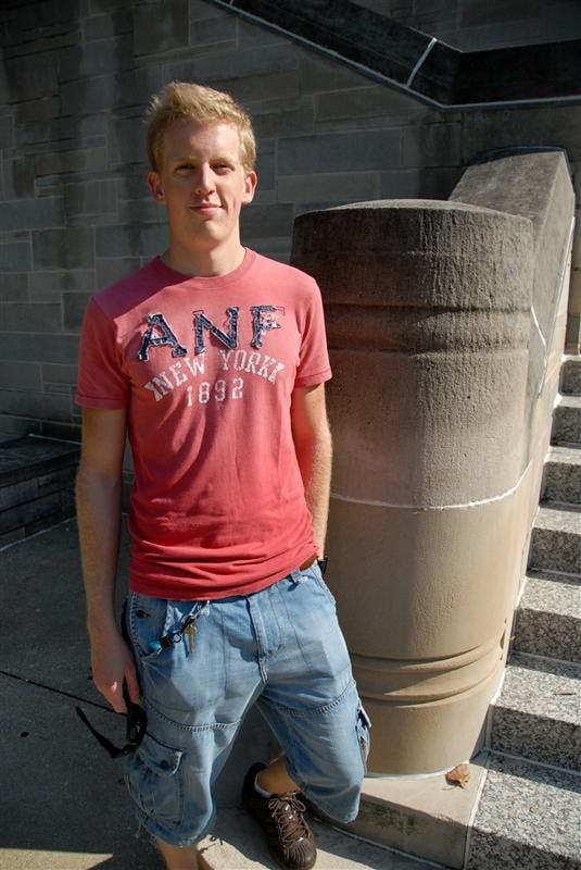 Mexico native Enrique Molina, freshman, stands in front of the Indiana Memorial Union on Aug. 31. He is now lives in the Global Village, part of the Foster Quad.