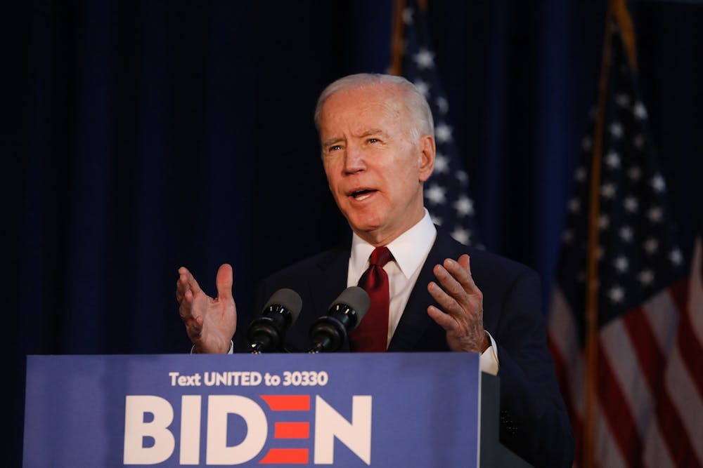 <p>Former Vice President Joe Biden speaks on Jan. 7 in New York. Biden raised nearly $1 million in the fourth quarter of 2019.</p>