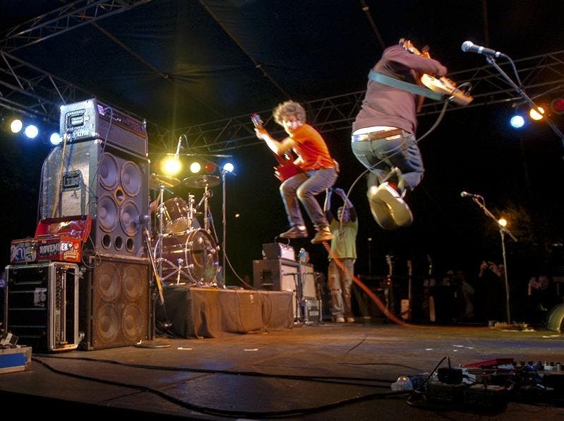Chuck Fay and Chad Urmston perform during "Camilo," a song about a soldier charged with desertion.