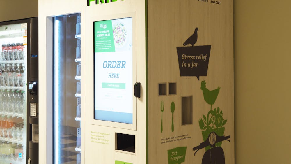 The Farmer&#x27;s Fridge vending machine is seen Nov. 10, 2022, on the first floor of the Simon Music Center. The new machine is the first of its kind in Bloomington, and previously, the nearest was located in Franciscan Health Indianapolis.