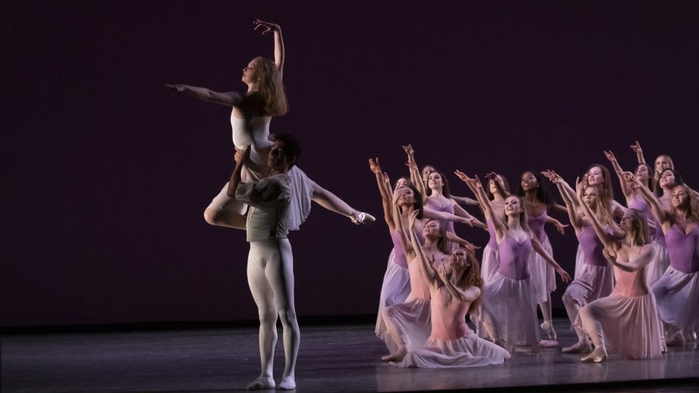 Dancers hit their final pose March 19 inside the Musical Arts Center during the dress rehearsal for “Spring Celebration.” Ballet department co-chair Sarah Wroth said each day’s performance is different and special.