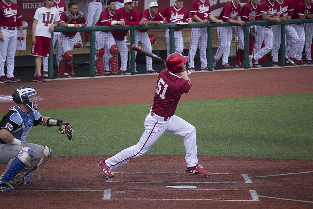 Outfielder Loan Sowers hits his second home run of the day on Mar. 27 at Bart Kaufman field.