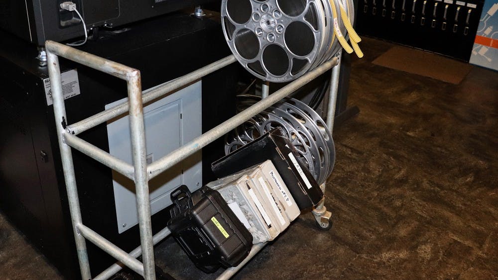 Film reel and projections are stored within the IU Cinema. Barbara Grassia is the technical director, and she is responsible for all technical aspects of the cinema’s equipment.
