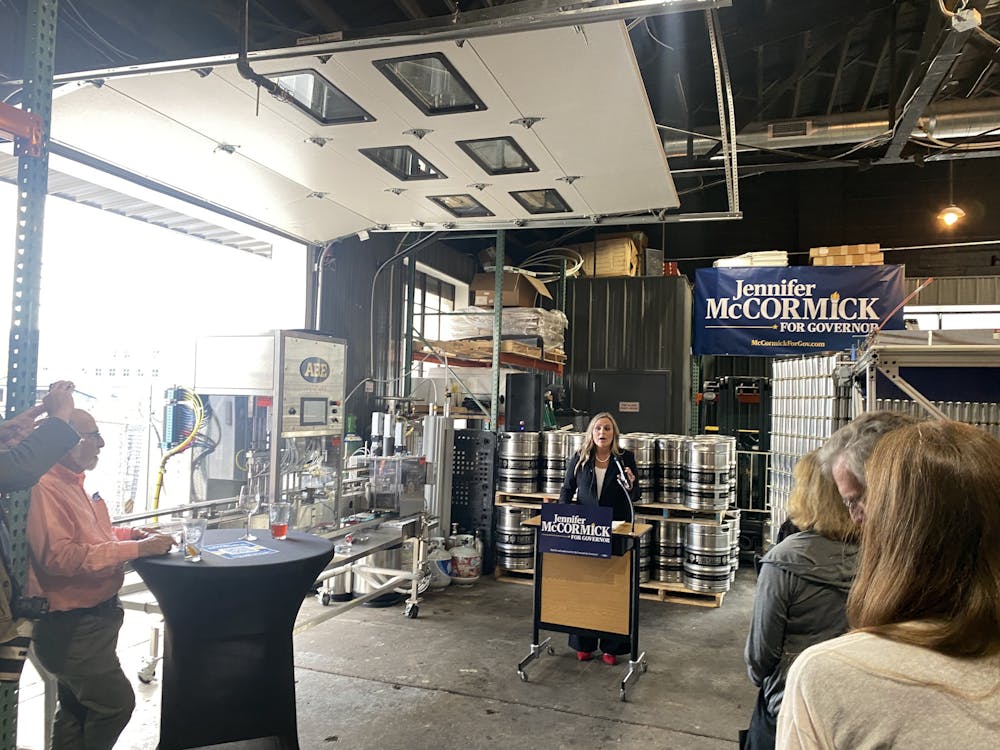 <p>Democratic candidate for governor of Indiana Jennifer McCormick speaks at Switchyard Brewing Company on May 4, 2023. McCormick is the only Democrat to announce a campaign for governor so far.</p>