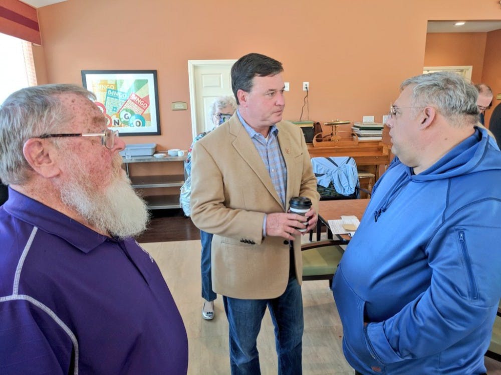 <p>Rep. Todd Rokita, R-4th District, speaks at a meet-and-greet Saturday at Gentry Park Bloomington Senior Living Community. The former Indiana secretary of state is one of the multiple Republicans running to eventually unseat Sen. Joe Donnelly, D-Indiana.</p>