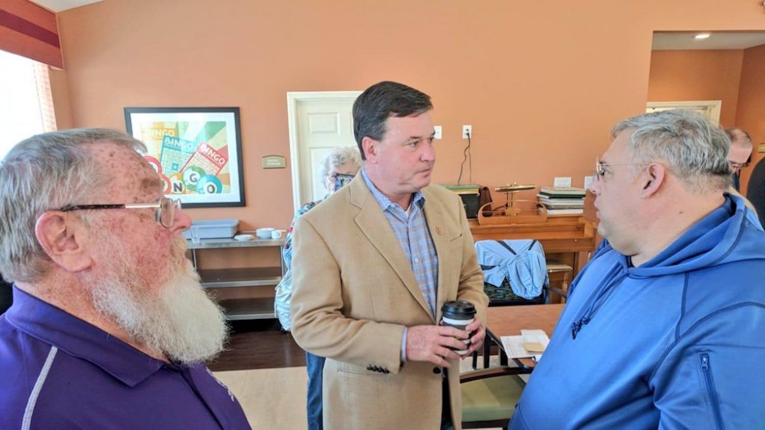 Rep. Todd Rokita, R-4th District, speaks at a meet-and-greet Saturday at Gentry Park Bloomington Senior Living Community. The former Indiana secretary of state is one of the multiple Republicans running to eventually unseat Sen. Joe Donnelly, D-Indiana.
