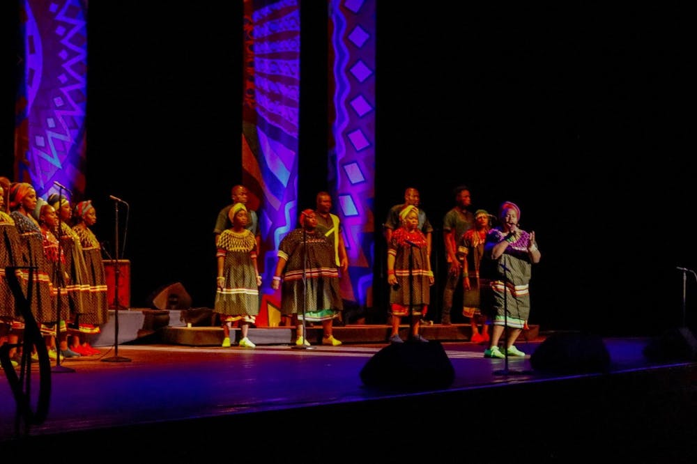 <p>The Soweto Gospel Choir performs Oct. 18 at the IU Auditorium. The choir&#x27;s performance showcased freedom songs connected to both South Africa’s apartheid regime and America’s civil rights movement. ﻿</p>