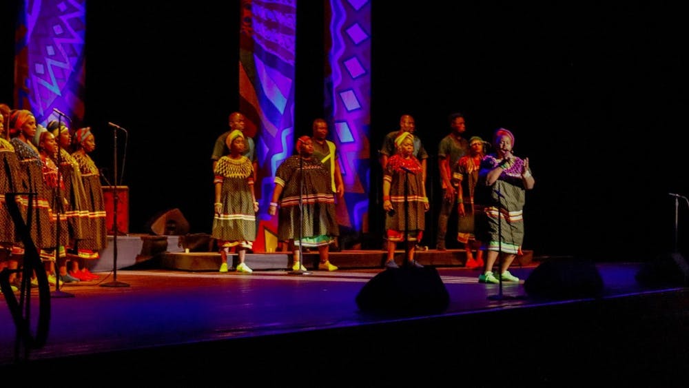 The Soweto Gospel Choir performs Oct. 18 at the IU Auditorium. The choir&#x27;s performance showcased freedom songs connected to both South Africa’s apartheid regime and America’s civil rights movement. ﻿