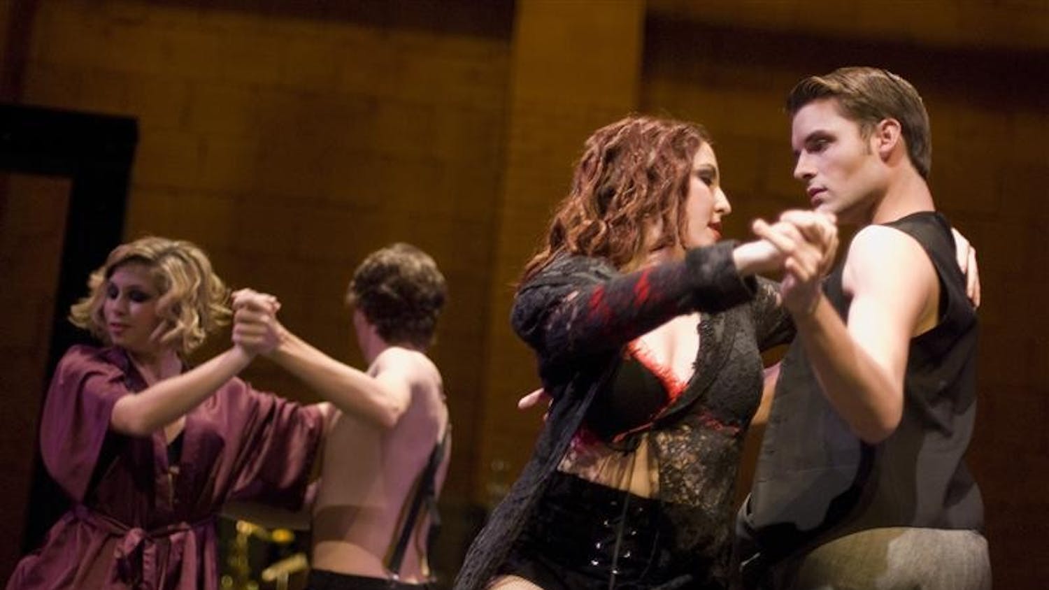 Actors in the production Cabaret perform during their dress rehearsal Tuesday night in the Buskirk-Chumley Theater. The showings for the musical will be at 7:30 p.m. on Friday and at 2:30 and 7:30 p.m. on Saturday.