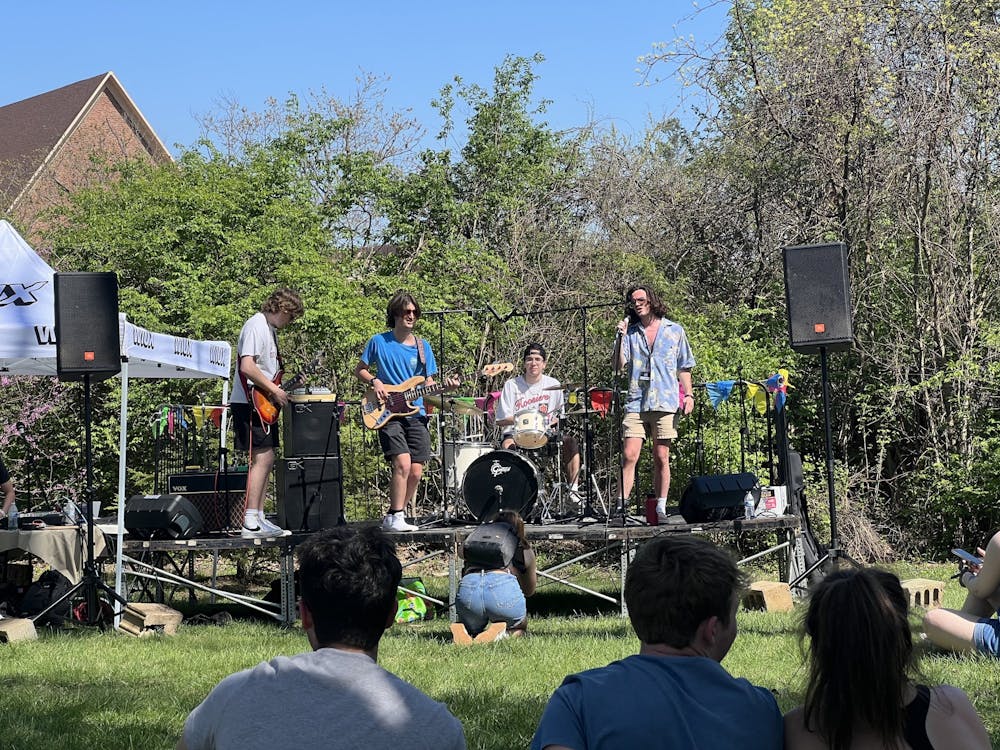 CORRECTION: A previous version of this caption misstated which band performed at the Burning Couch Festival. The Meanwhiles, a local band, played cover songs by The Who, The Doors and Stevie Wonder at Burning Couch Festival. The festival was put on by Music Industry Creatives, an organization at IU.