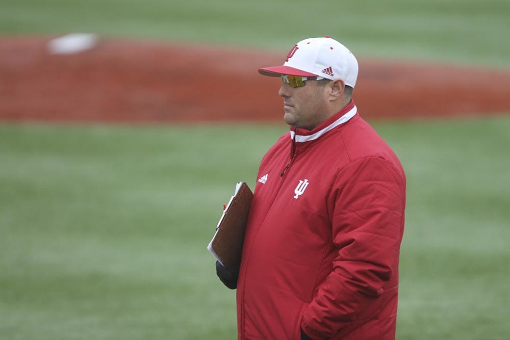 Newly-appointed head coach Chris Lemonis monitors practice on Wednesday at Bart Kaufman Field. IU's first game of the season is at Stanford on Friday.