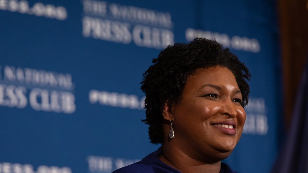 Stacey Abrams, former Georgia House Democratic Leader, speaks Nov. 15, 2019, to attendees at the National Press Club Headliners Luncheon in Washington, D.C. 