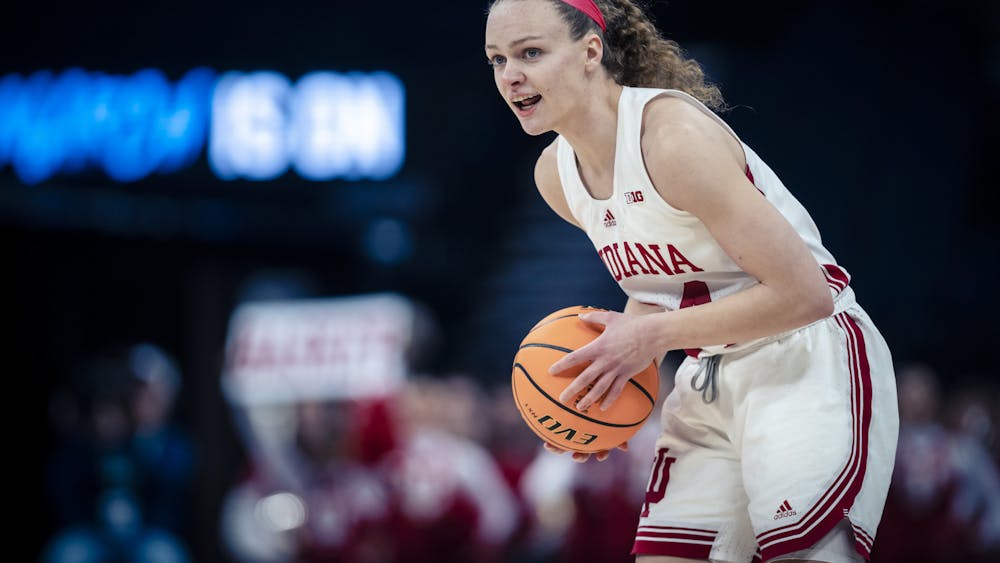 Senior guard Grace Berger communicates with teammates Mar. 3, 2023 at the Target Center in Minneapolis, Minnesota. Berger made her WNBA debut for the Indiana Fever Sunday afternoon against the New York Liberty. 