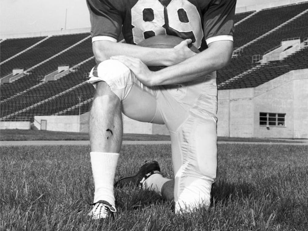1967 IU wide receiver Eric Stolberg poses for a portrait.