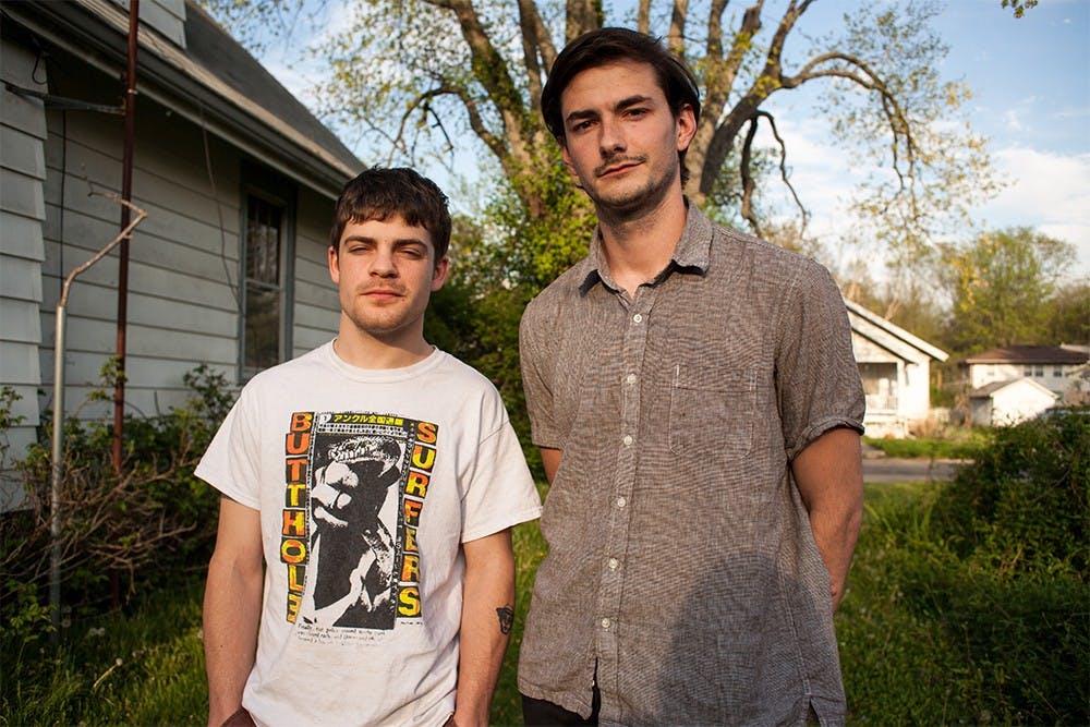 Bassist Zach Worcel, left, and vocalist and guitarist Wes Cook of the lo-fi psych band The Tourniquets. Their new album, "Hales Corner" was recorded in 2015 and will release this weekend at their record release show Saturday at the Blockhouse. 