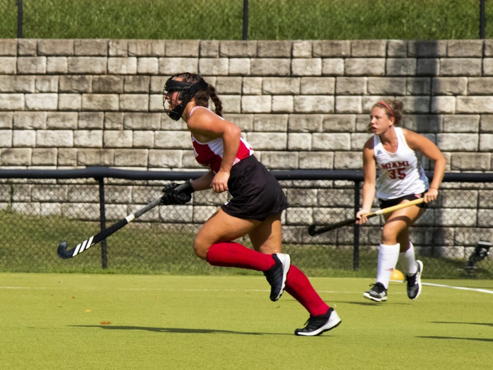 Then-sophomore midfielder Mary Kate Kesler runs downfield Sept. 7, 2020, at the IU Field Hockey Complex. The Hoosiers will travel to play Maryland at 6 p.m. Oct. 7, 2022, in College Park, Maryland.