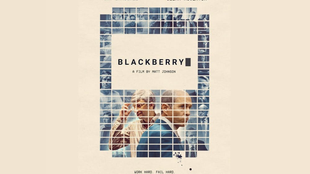 The film poster for “Blackberry” is seen. The drama-comedy tells the story of the company behind the first smartphone, the BlackBerry.