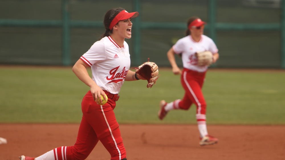 An IU softball player is seen during the game April 24, 2022. Indiana was outscored 43-4 in five games at the ESPN Clearwater Invitational.